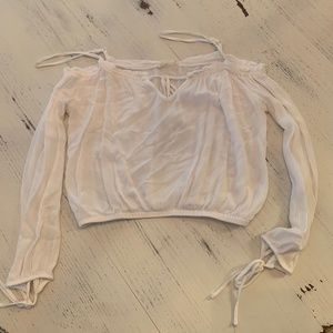White Off The Shoulder Crop Top Long Sleeve